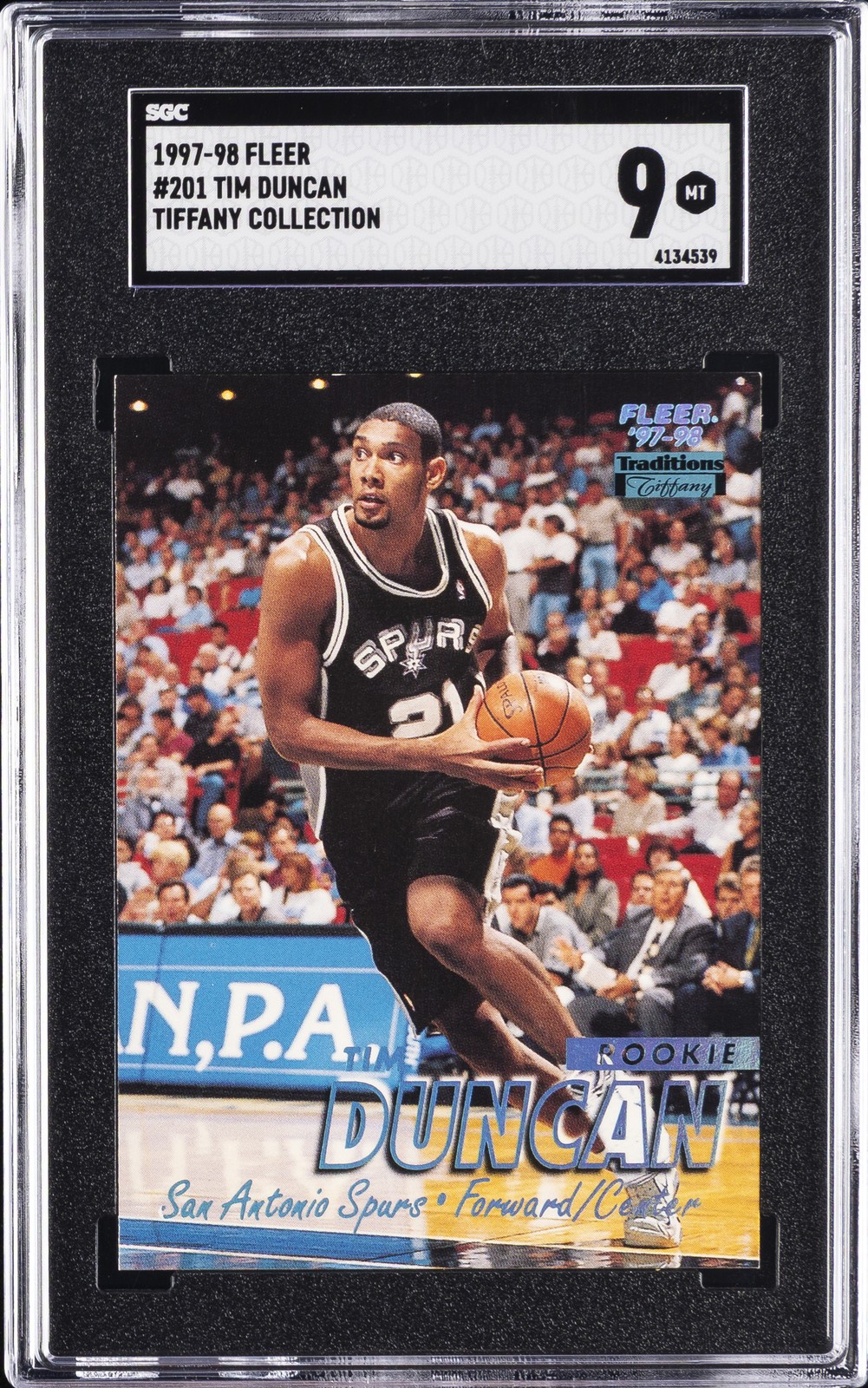 1997 FLEER TIFFANY COLLECTION #201 TIM DUNCAN SGC 9