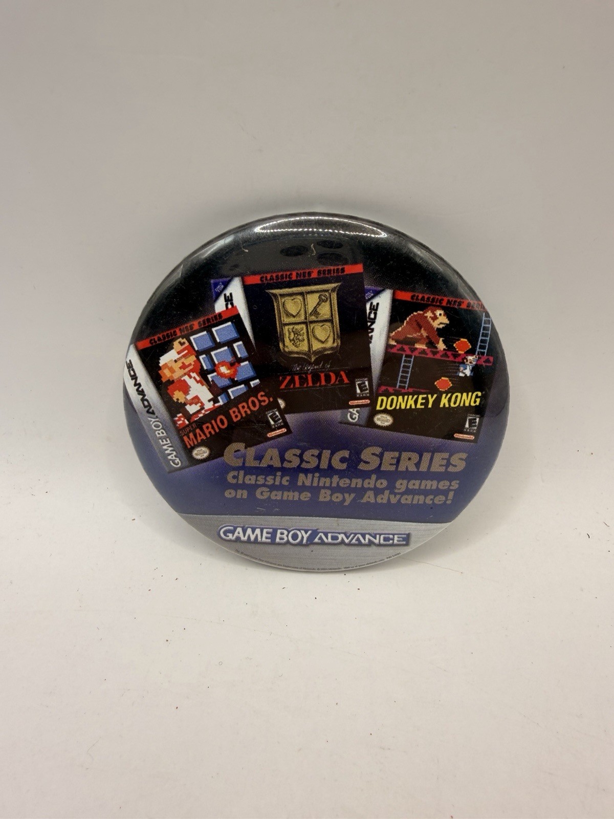 Vtg 2004 Nintendo Promo Pinback Button GBA Classic Series NES Gameboy Advanced