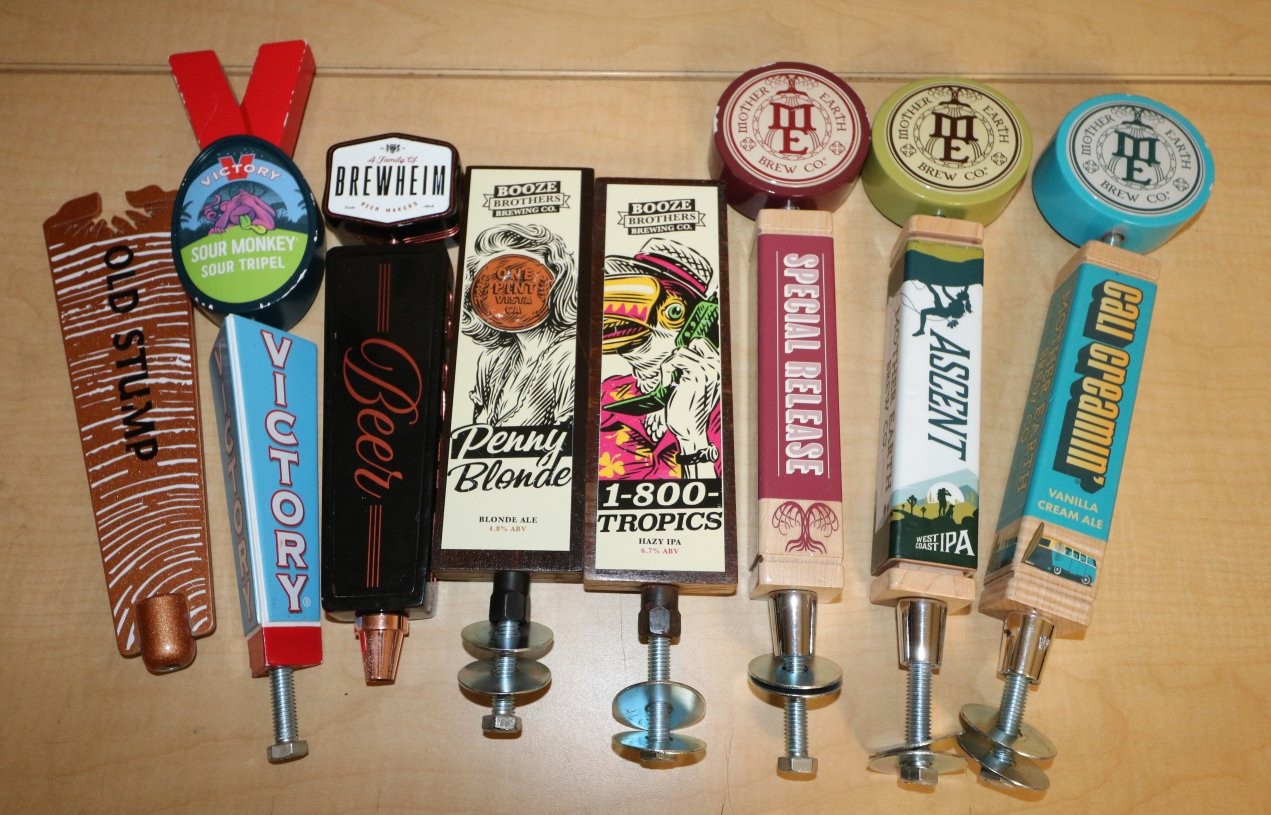 Booze Brother, Mother Earth, Victory Beer Handles (Lot of 8)
