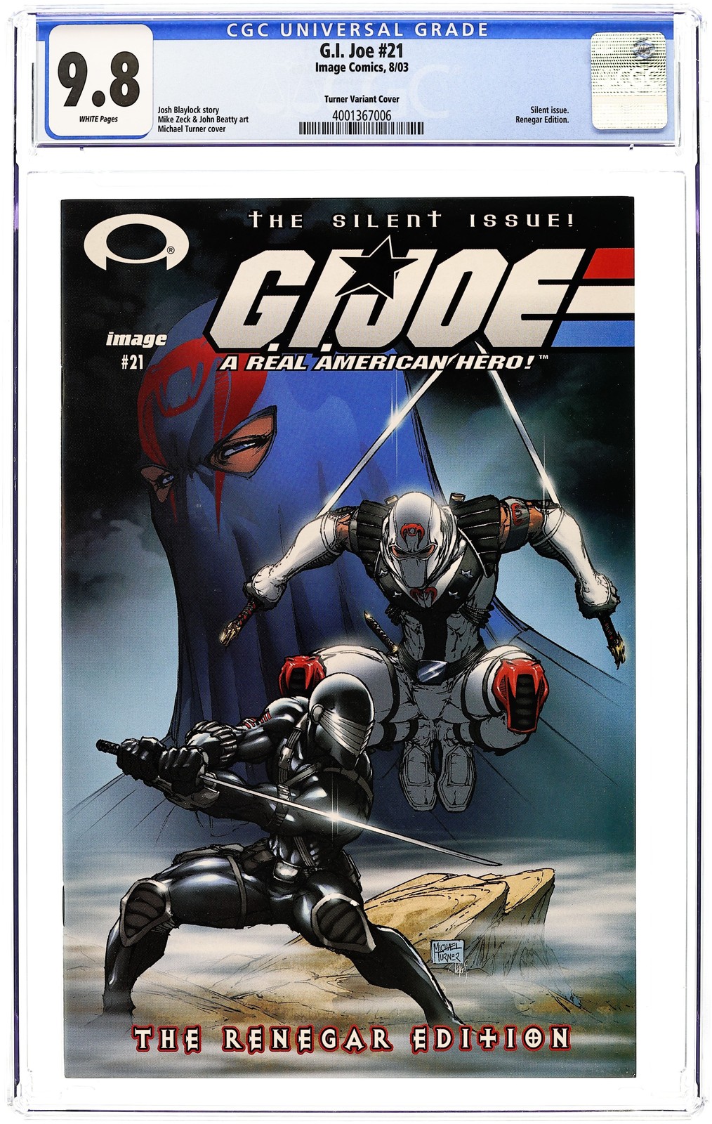 GI Joe #21 Renegar No Foil Variant CGC 9.8 2003 4001367006