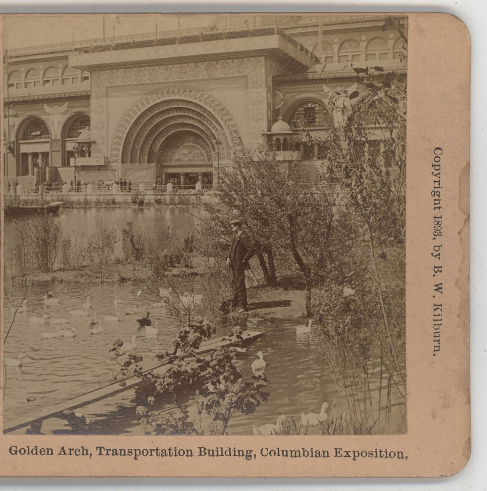 Golden Arch Transportation Building Chicago World\'s Fair Stereoview 1893