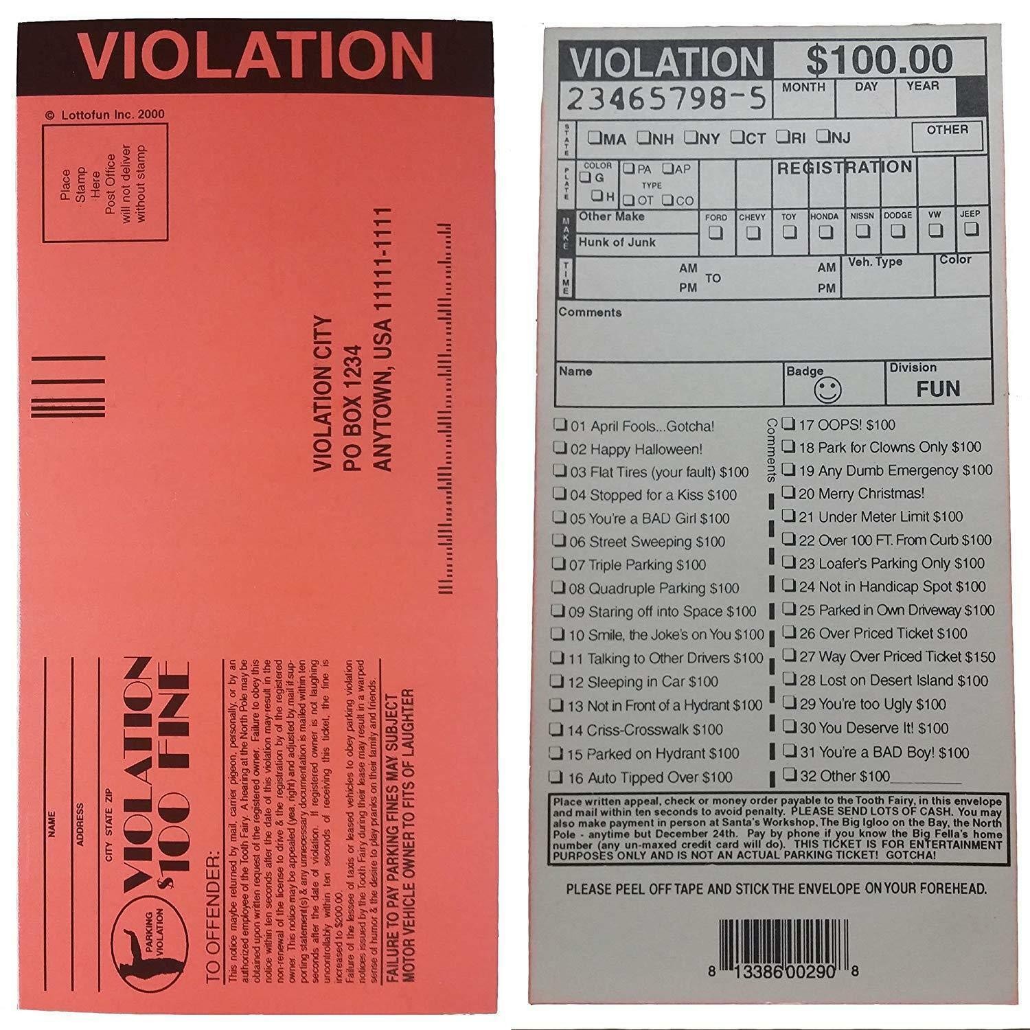 5 Fake GaG Joke Parking Tickets - Funny Violation Tickets Put on Cars