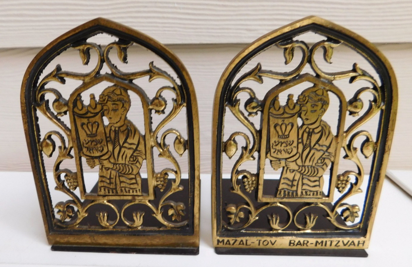 MAZAL-TOV BAT-MITZVAH Book Ends Judaica Jewish Judaism Israel Hebrew MCM Vintage