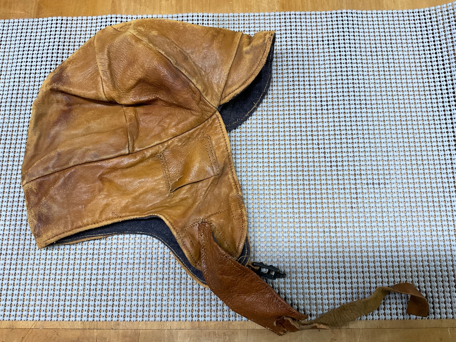 Vintage Brown Leather Aviator Pilot Skull Cap