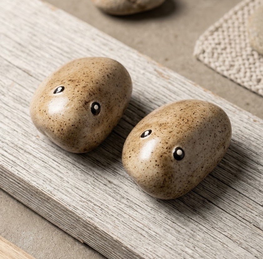 VTG Glazed Anatomically Correct Ceramic Pet Rocks Naughty Male And Female