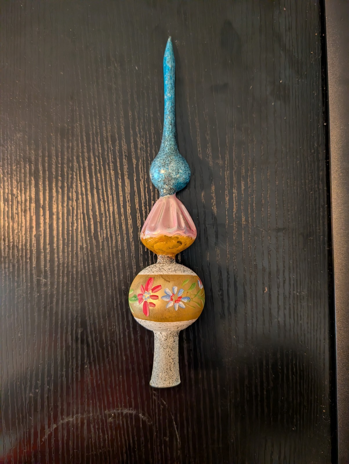 Vtg Mid-Century Polish Mercury Glass Christmas Tree Topper 10.5in