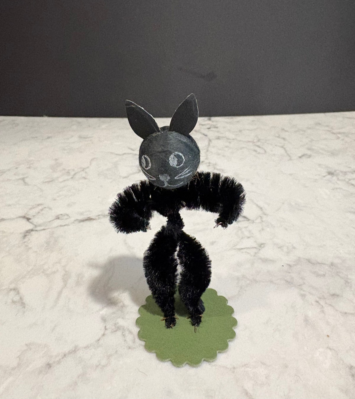 Vintage 1940s/50s Halloween Chenille Pipe Cleaner Japanese Figure Black Cat