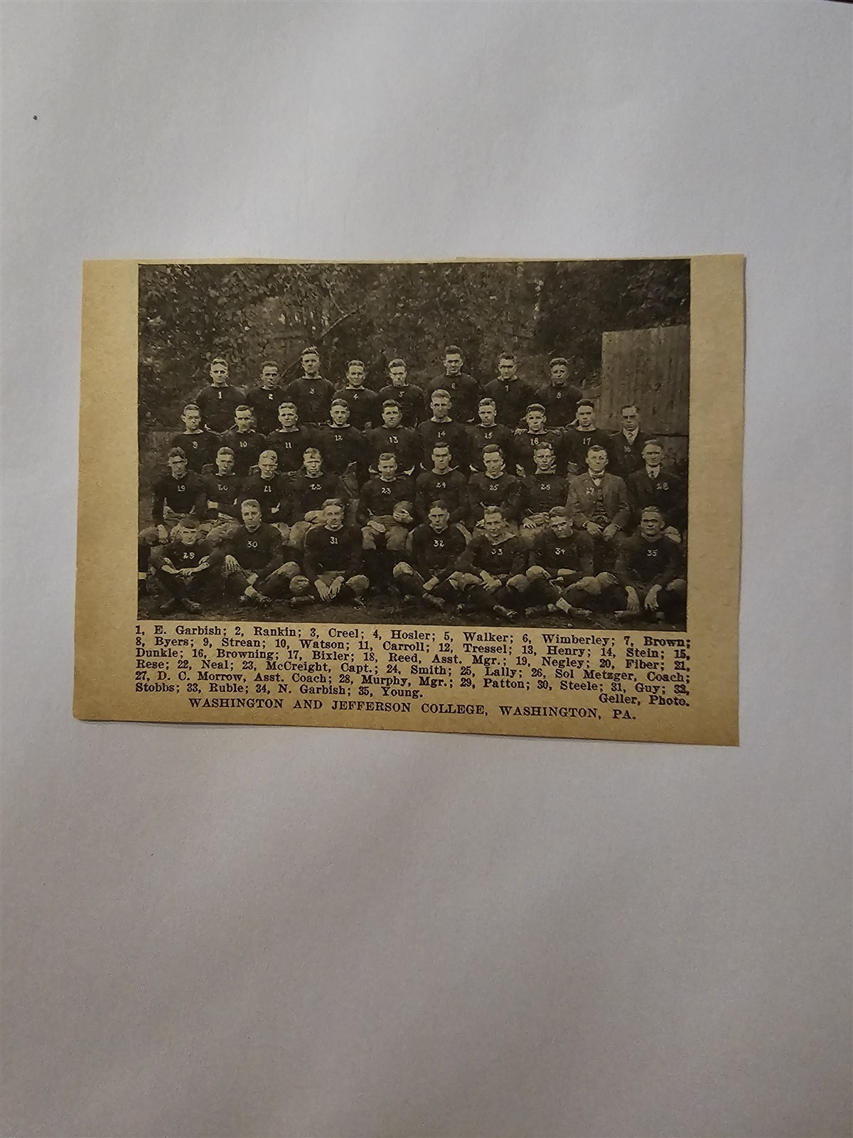 Washington and Jefferson College 1917 Football Team Picture