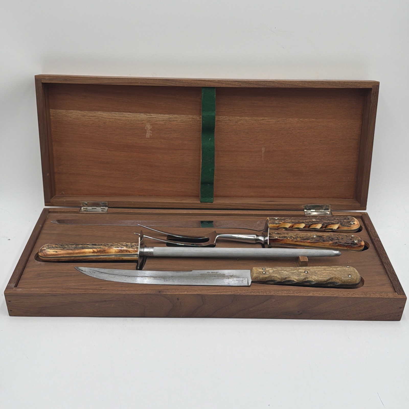 Vintage Case XX 4pc Stag Handle Carving Master’s Knife Set Chromium W/ Storage