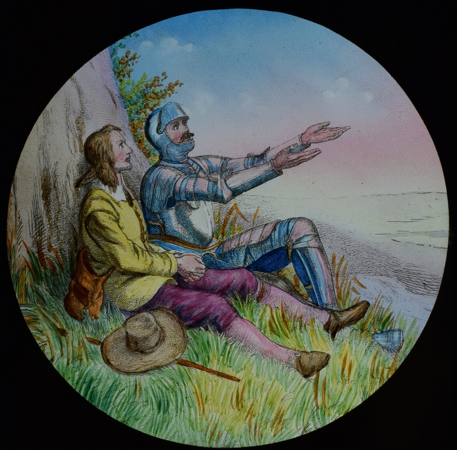 ANTIQUE Magic Lantern Slide PILGRIMS PROGRESS NO95 C1890 DRAWING KNIGHT