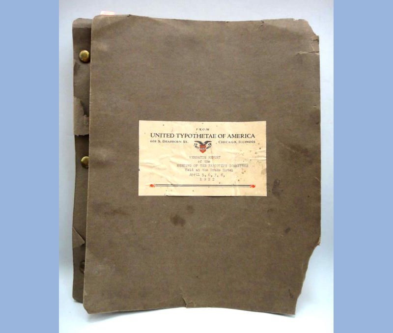 1922 antique UNITED TYPOTHETAE of AMERICA EXECUTIVE CMTEE onion skin copy book