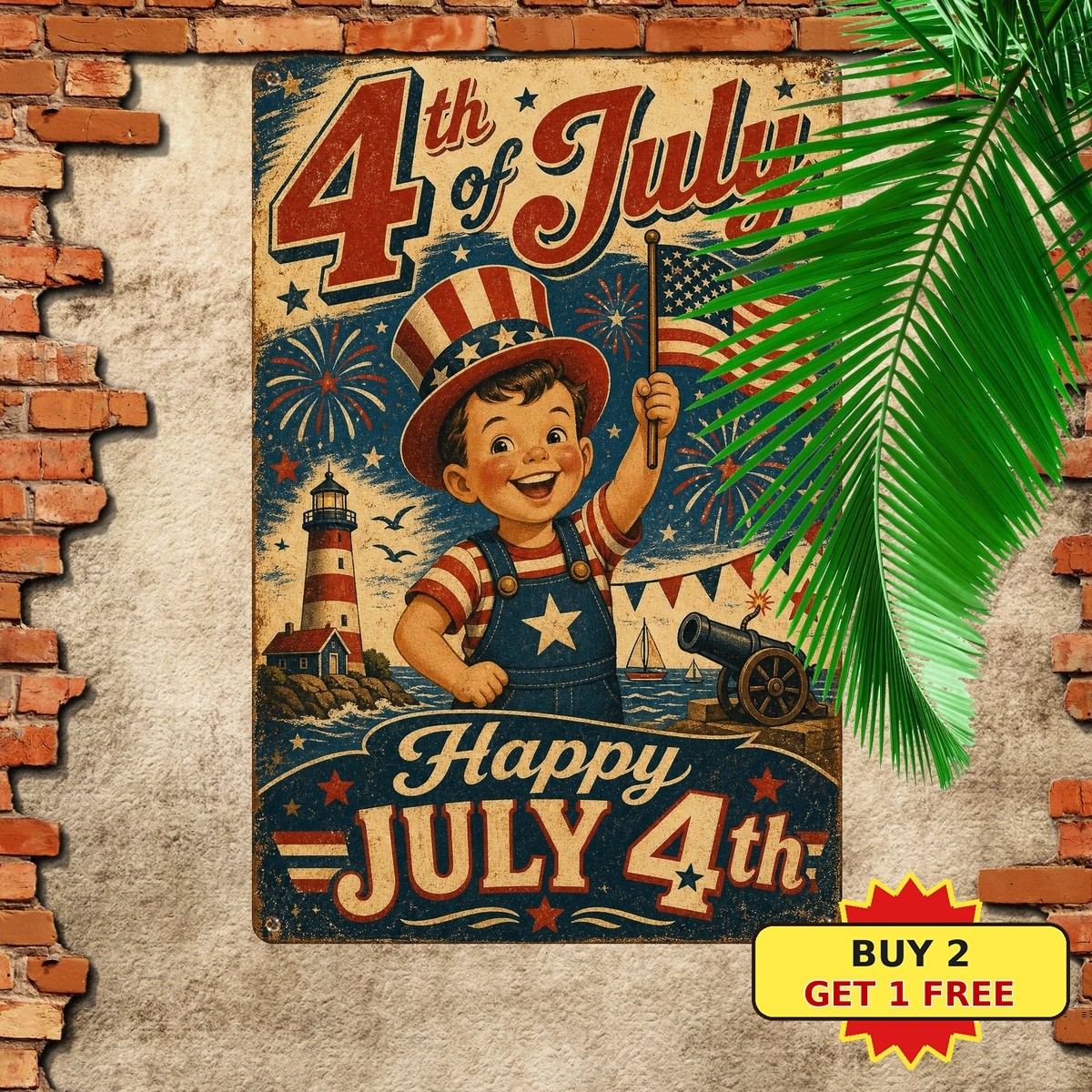 Patriotic Independence Day 4th July US Liberty Celebration Metal Sign 8x12