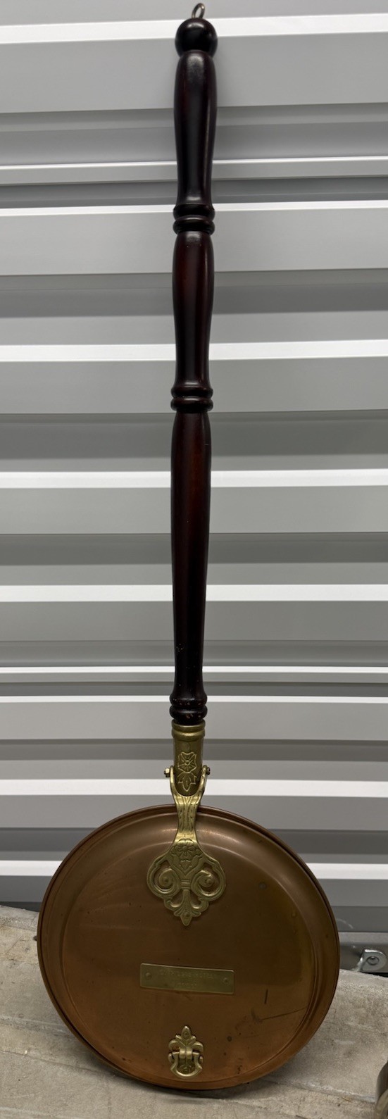 Vintage Claridges Hotel London Copper Bed Warmer Brass Wood Handle Large