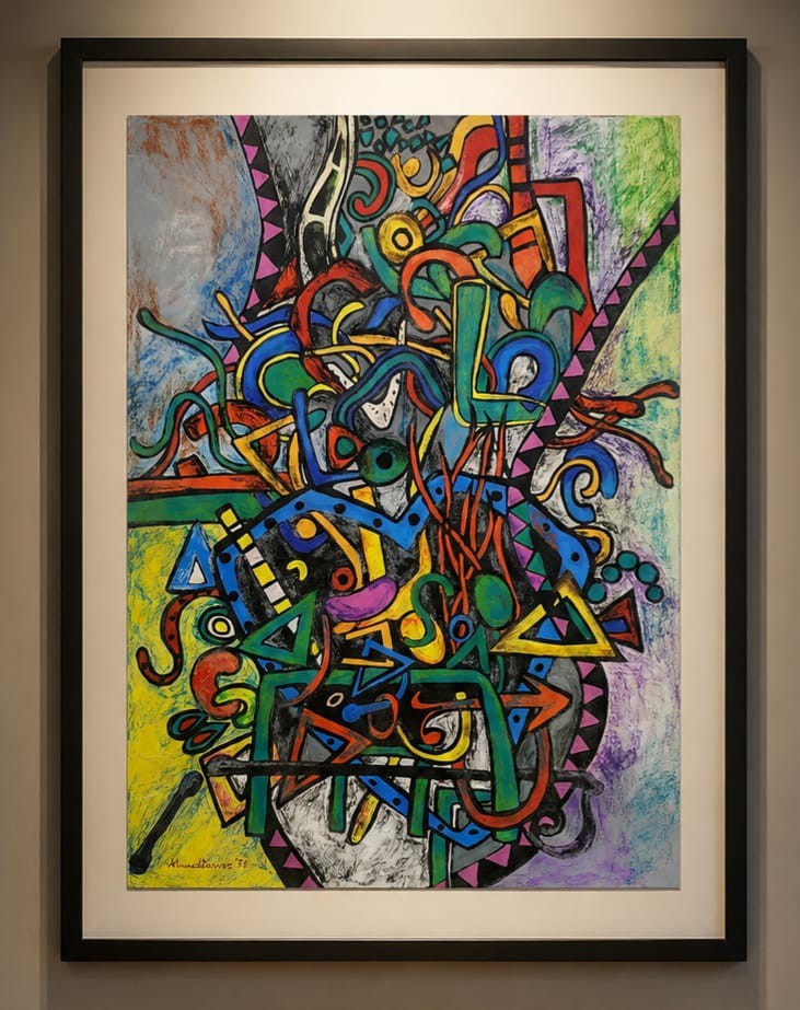 Rare handmade painting on Paper By Prominent Artist ahmed parvez 