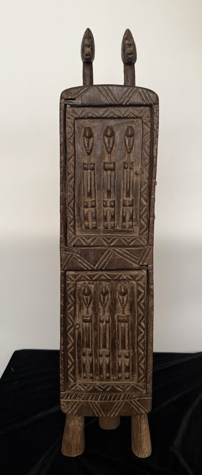 Antique Dogon Carved  Cabinet – Mali Africa- Double Head- Rare