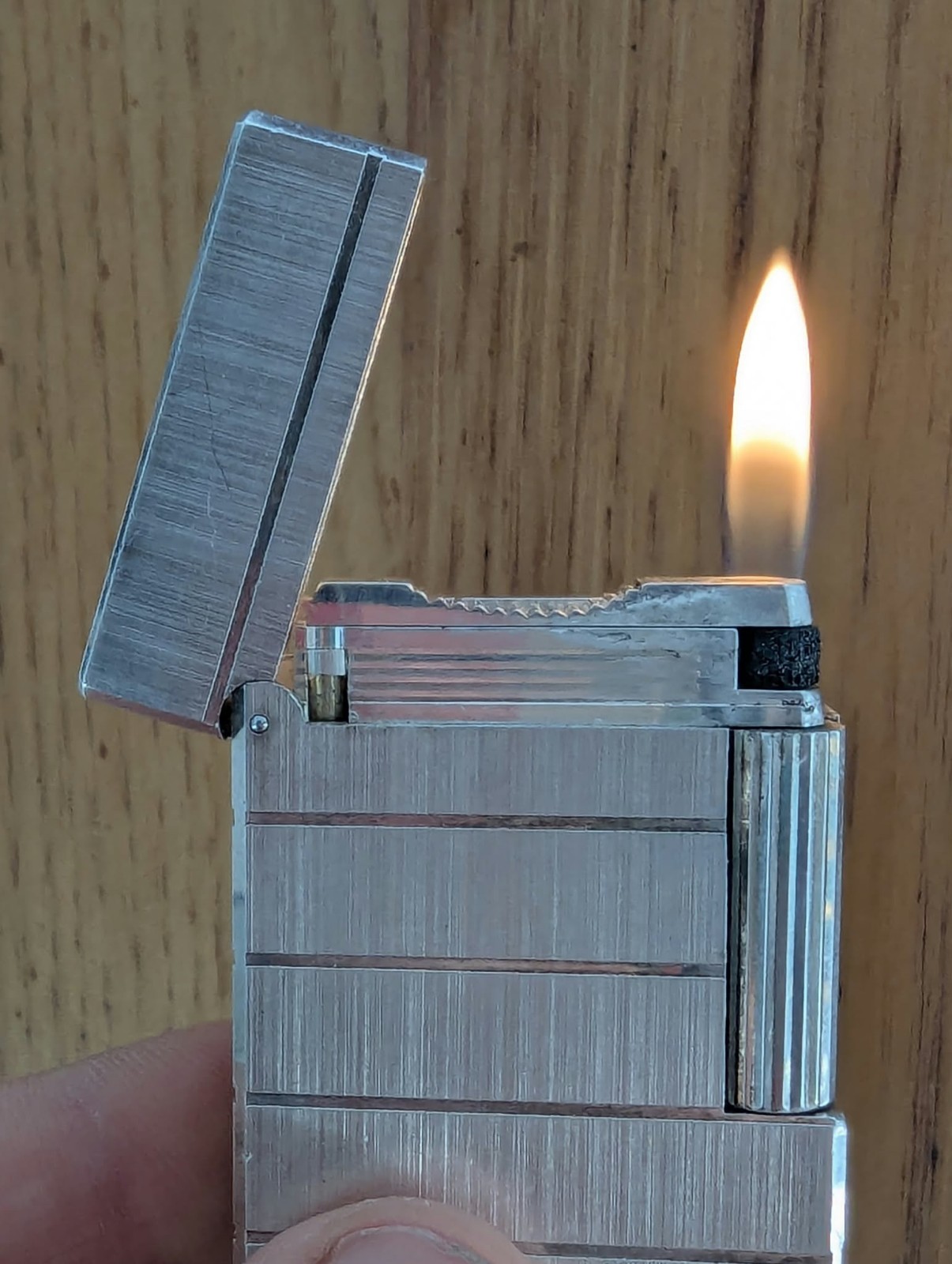 S.T. Lighter DUPONT Line 1 BRG Brushed Silver - 1970s - Functional
