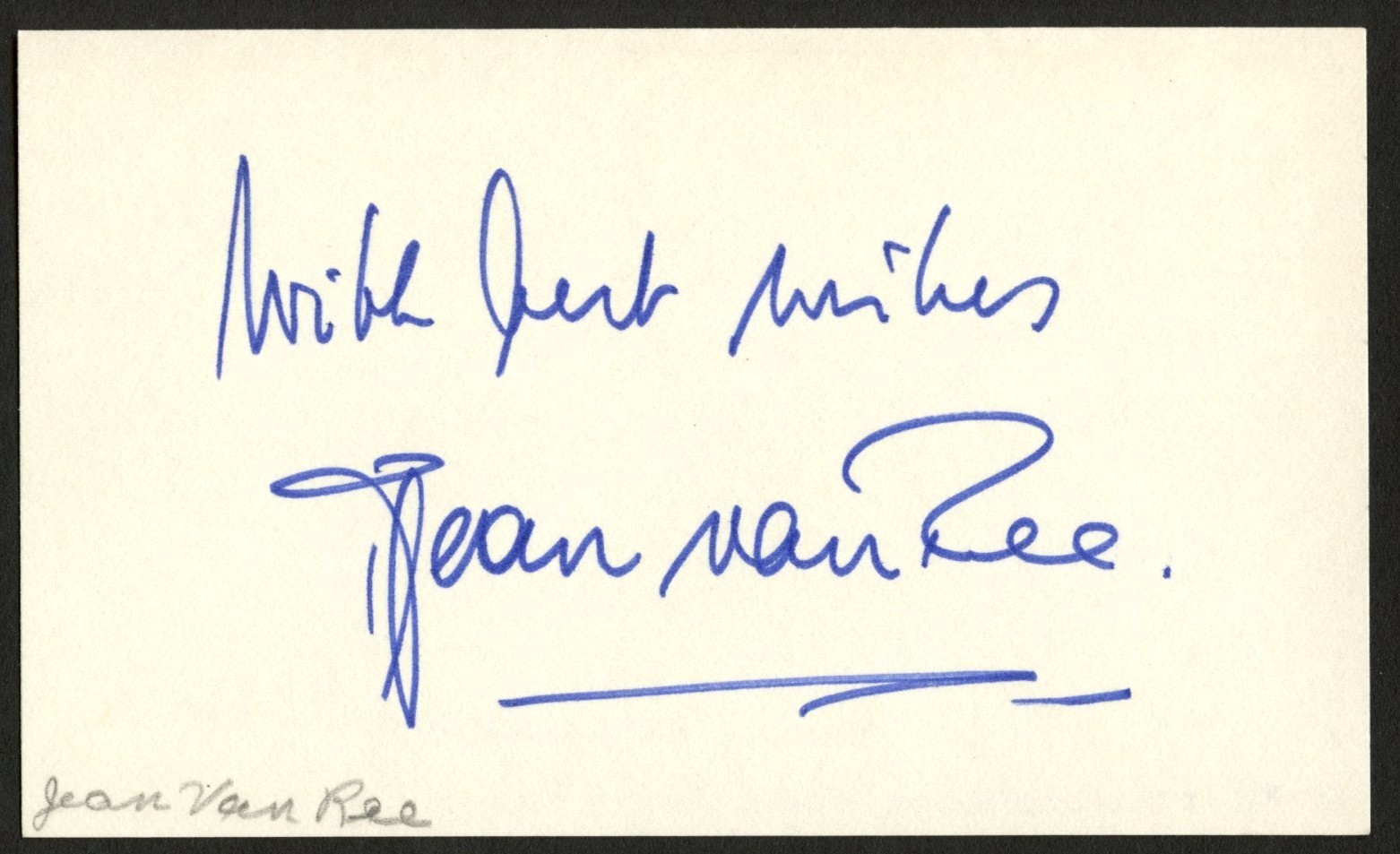 Jean Van Ree signed autograph 3x5 Cut Dutch Operatic Tenor
