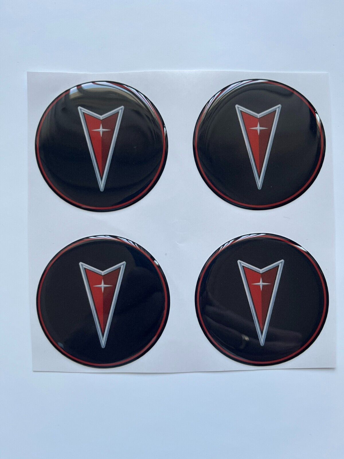 Set of 4 pcs Pontiac Center Wheel Cap Stickers Decal Rims Emblem Logo Gas Tank