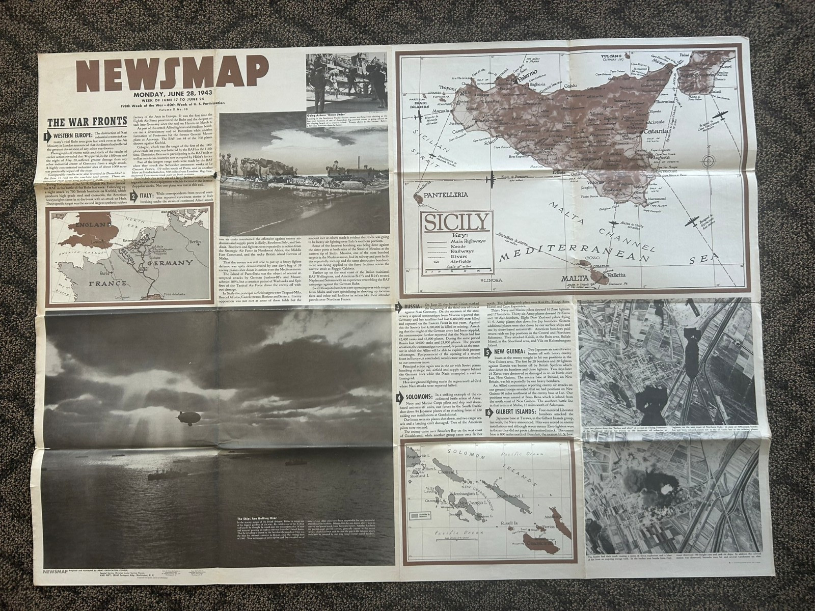 Vintage June 28, 1943 WWII NEWSMAP - Gliders: Weapons of War