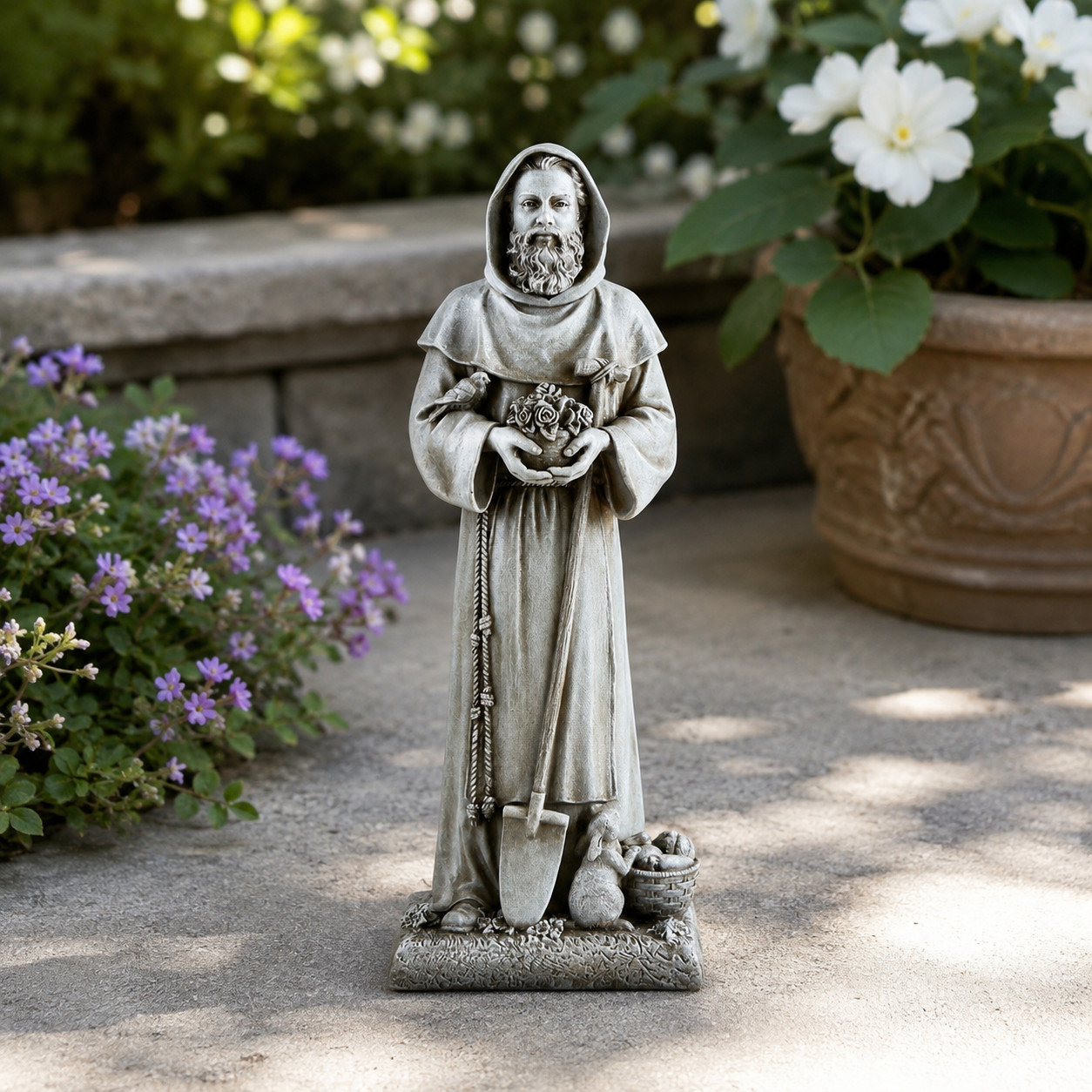 Saint Fiacre Religious Stoneresin Garden Statue Figurine 12