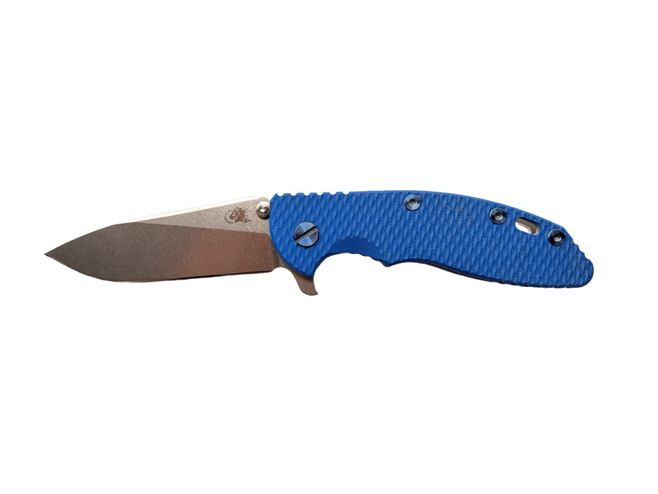Rick Hinderer Slicer No Choil Tri-Way Stonewash Blue Flipper EDC Knife