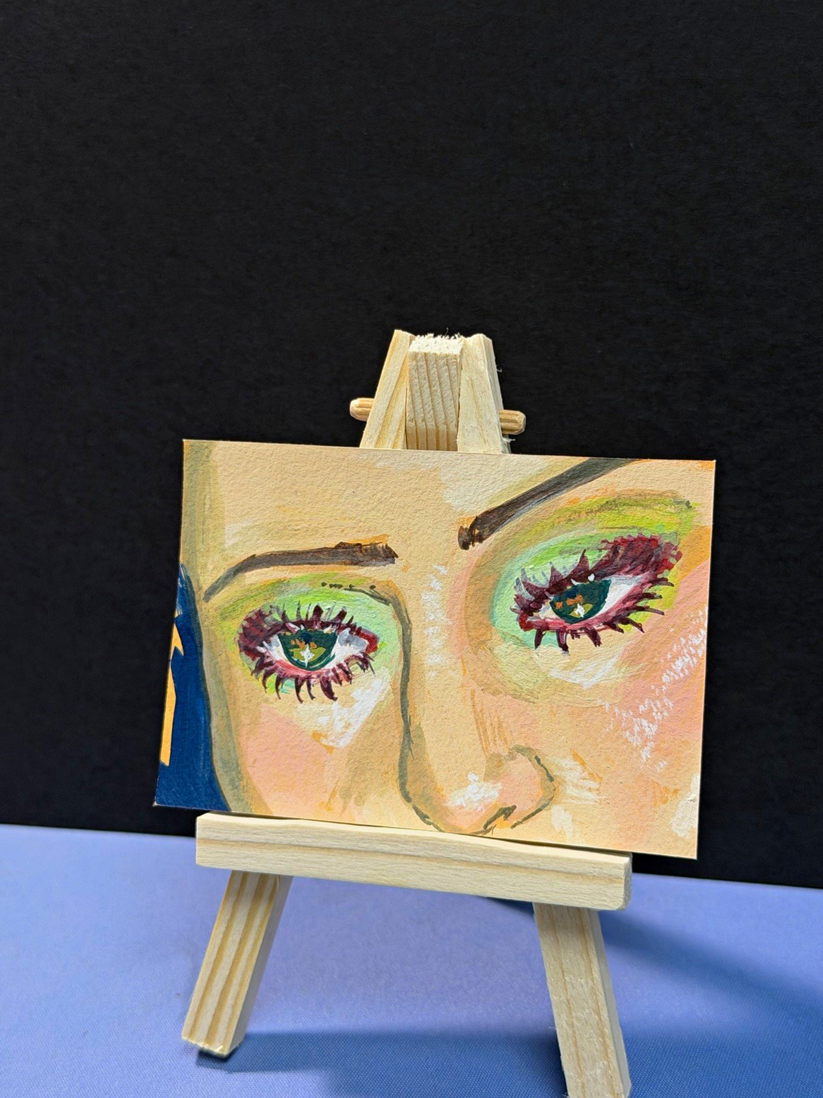ACEO Original OOAK Modern Portrait Painting Makeup