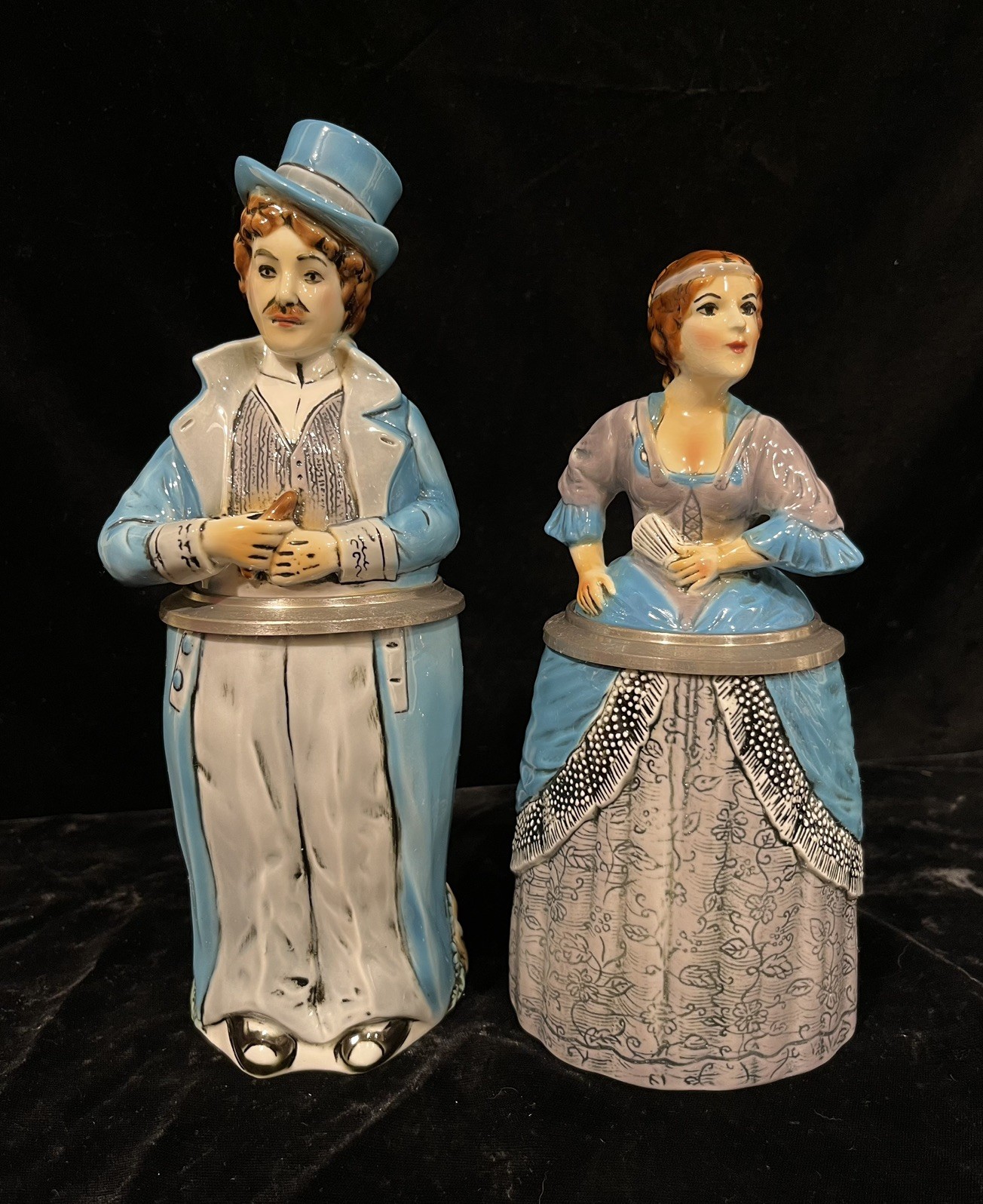 Pair Vtg Lord & Lady Man & Woman Figural Character Beer Steins Albert Stahl PKT