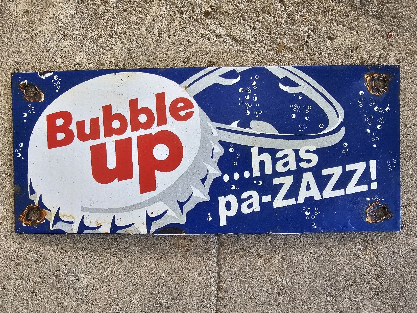 VINTAGE BUBBLE UP LEMON LIME SODA POP  PORCELAIN SIGN 8\