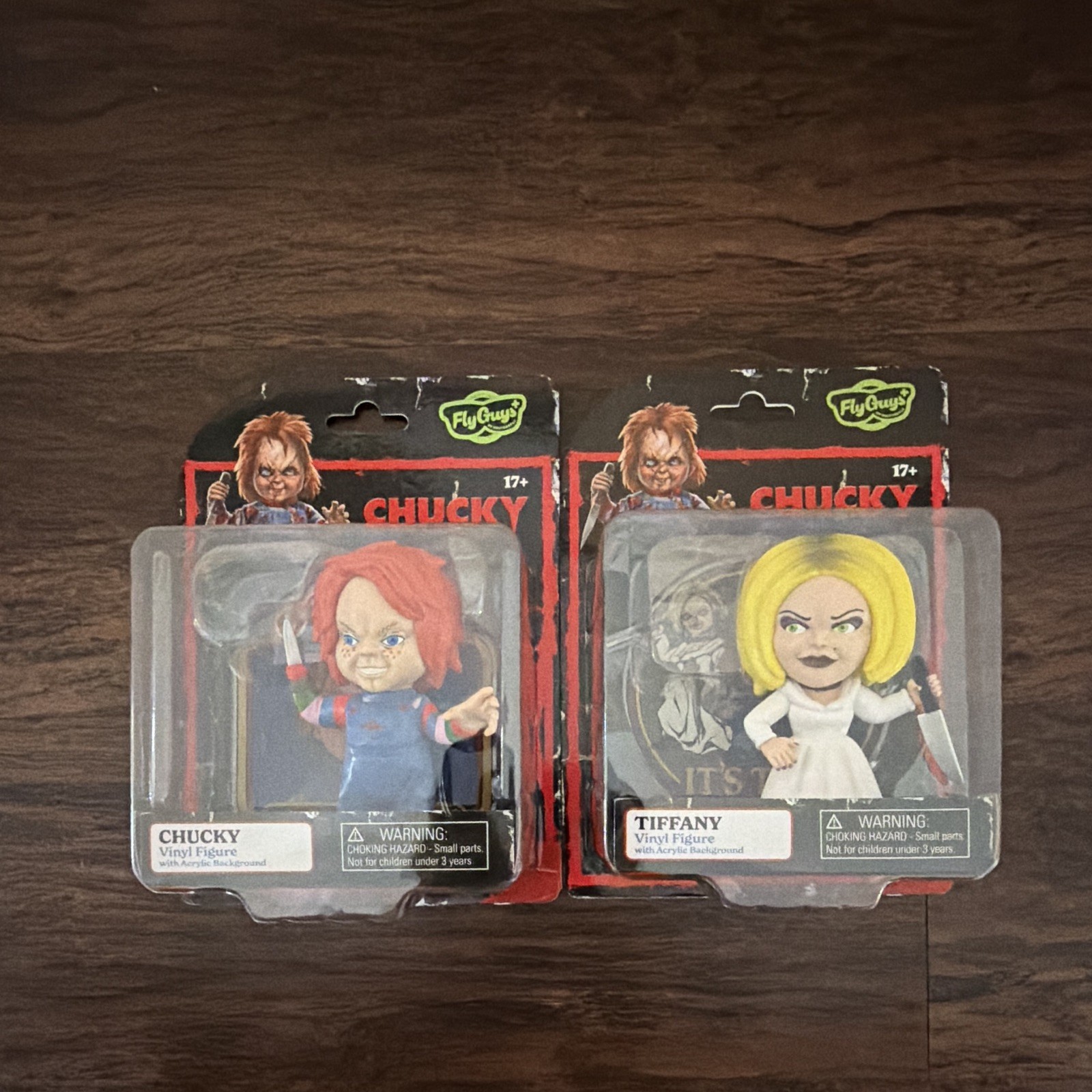 Culturefly Chucky & Tiffany Vinyl Figure Lot 2x Acrylic Background Backdrop New