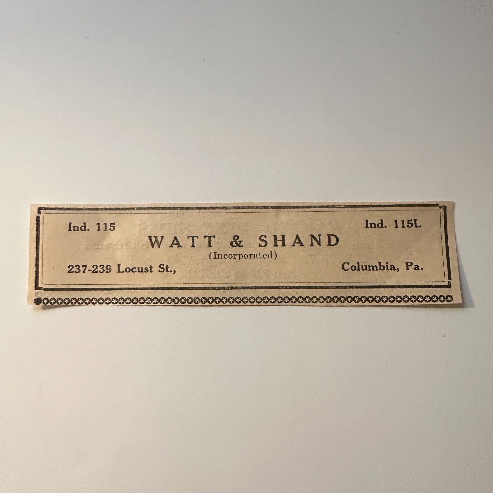 Watt & Shand Columbia PA 1925 Marietta PA Ad 4AK9-M23