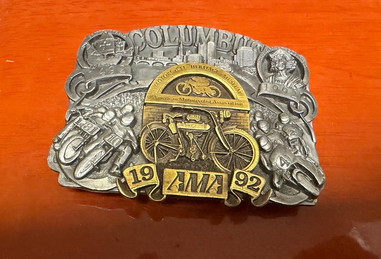 Vintage Limited Edition AMA Belt Buckle Columbus Motorcycle Heritage Museum 1992