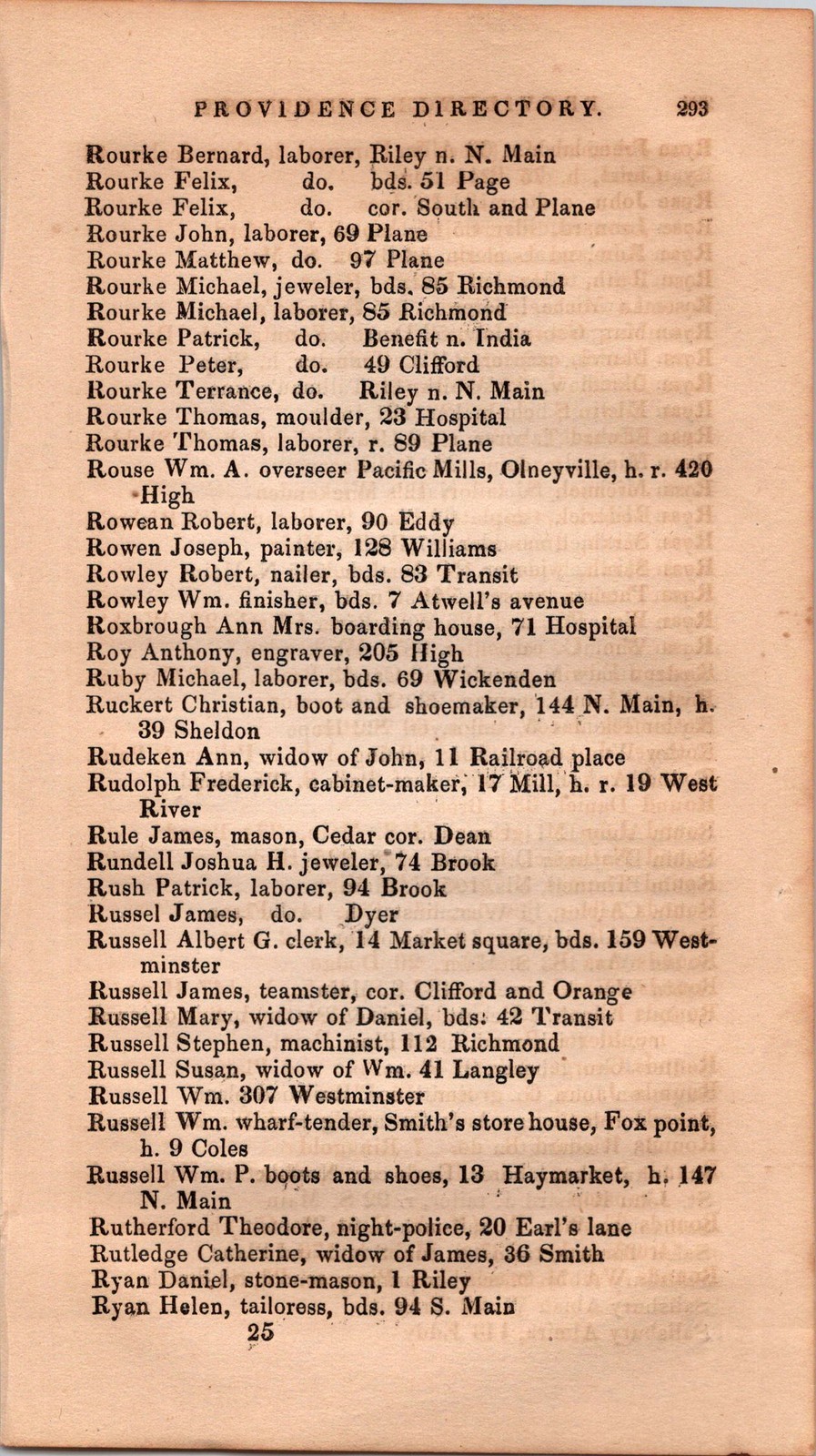 Rourke-Salisbury 1856 Providence RI Directory Page 4A15