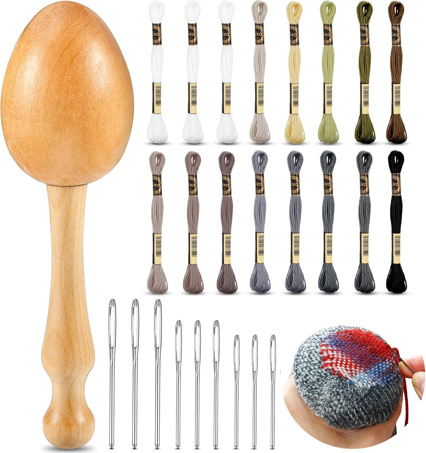 Darning Egg for Socks Wooden Knit Patch Kit(Regular Color)