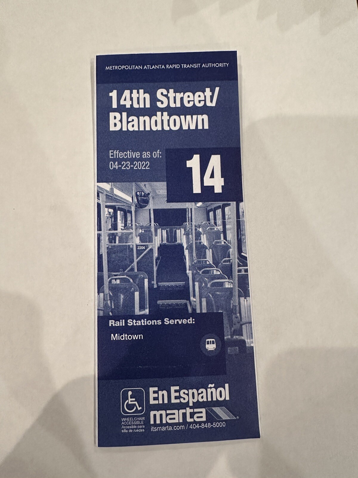 MARTA Bus Route 14 Map - 14th Street / Blandtown Schedule