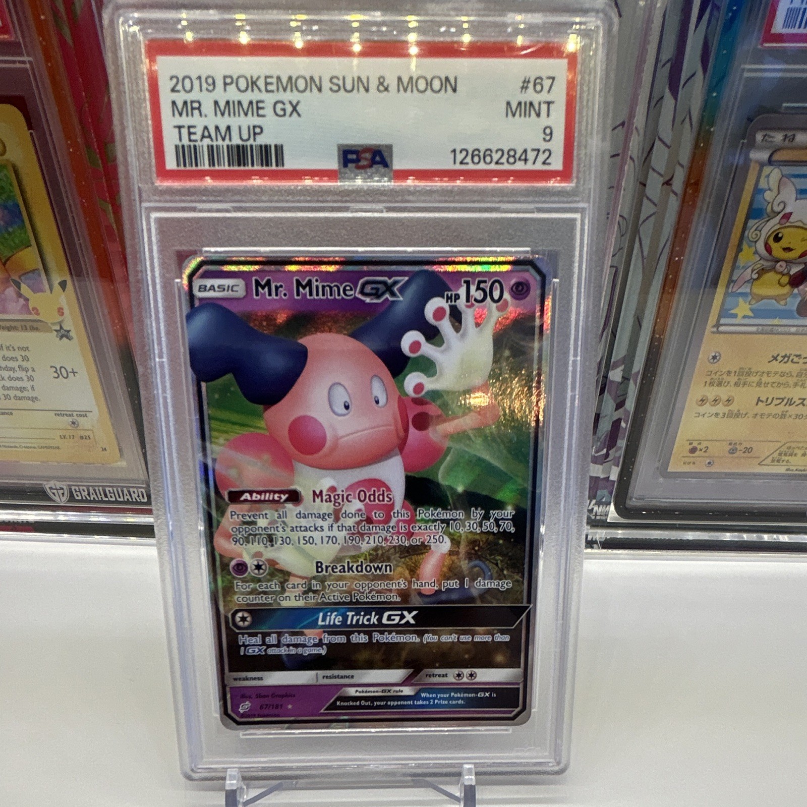 Pokémon TCG PSA 9 2019 Sun & Moon Team Up Mr. Mime GX Holo 67/181 EN
