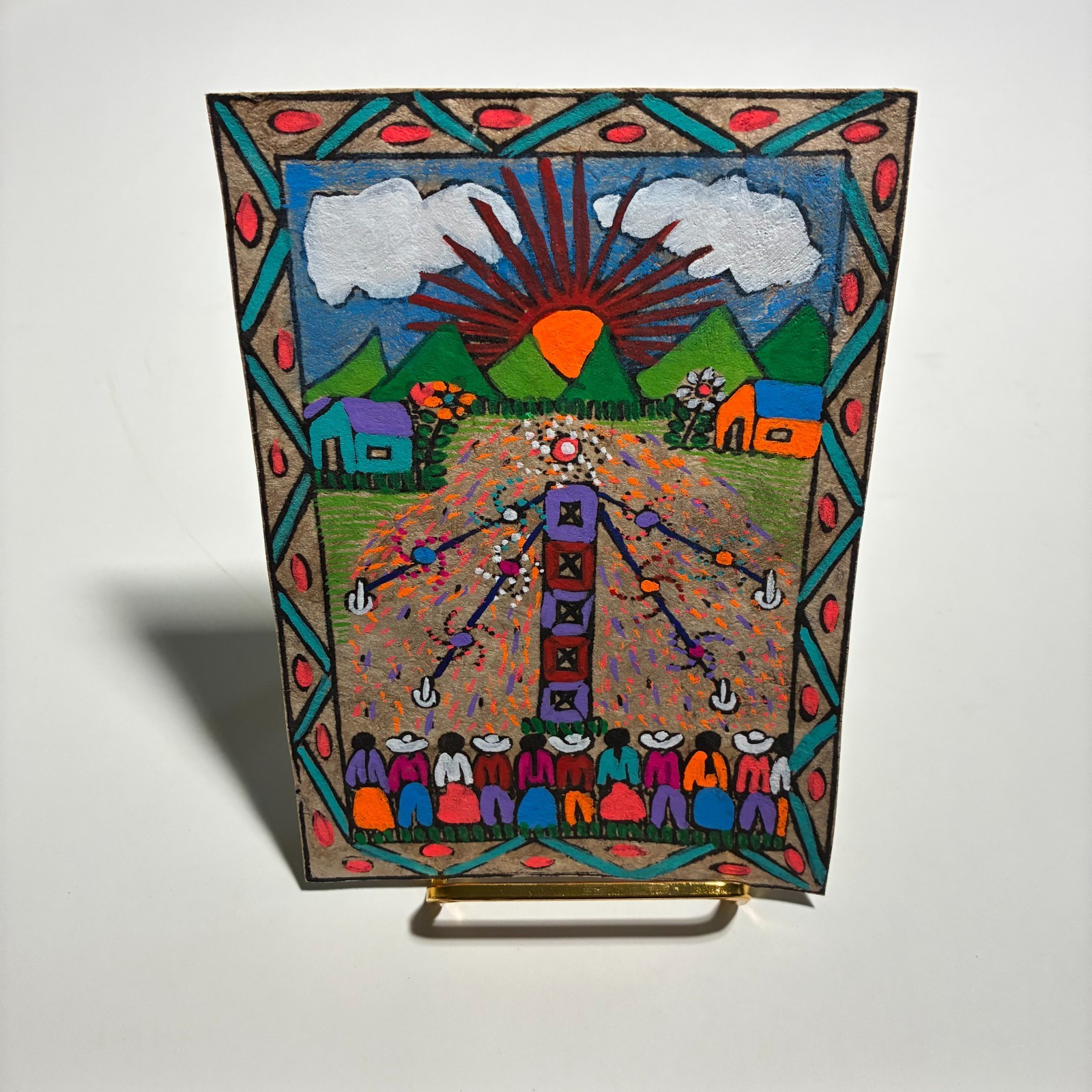 Mexican Folk Art Acrylic Painting on Amate Bark Paper 5x7\ Mexican Folk Art Acrylic Painting on Amate Bark Paper 5x7\