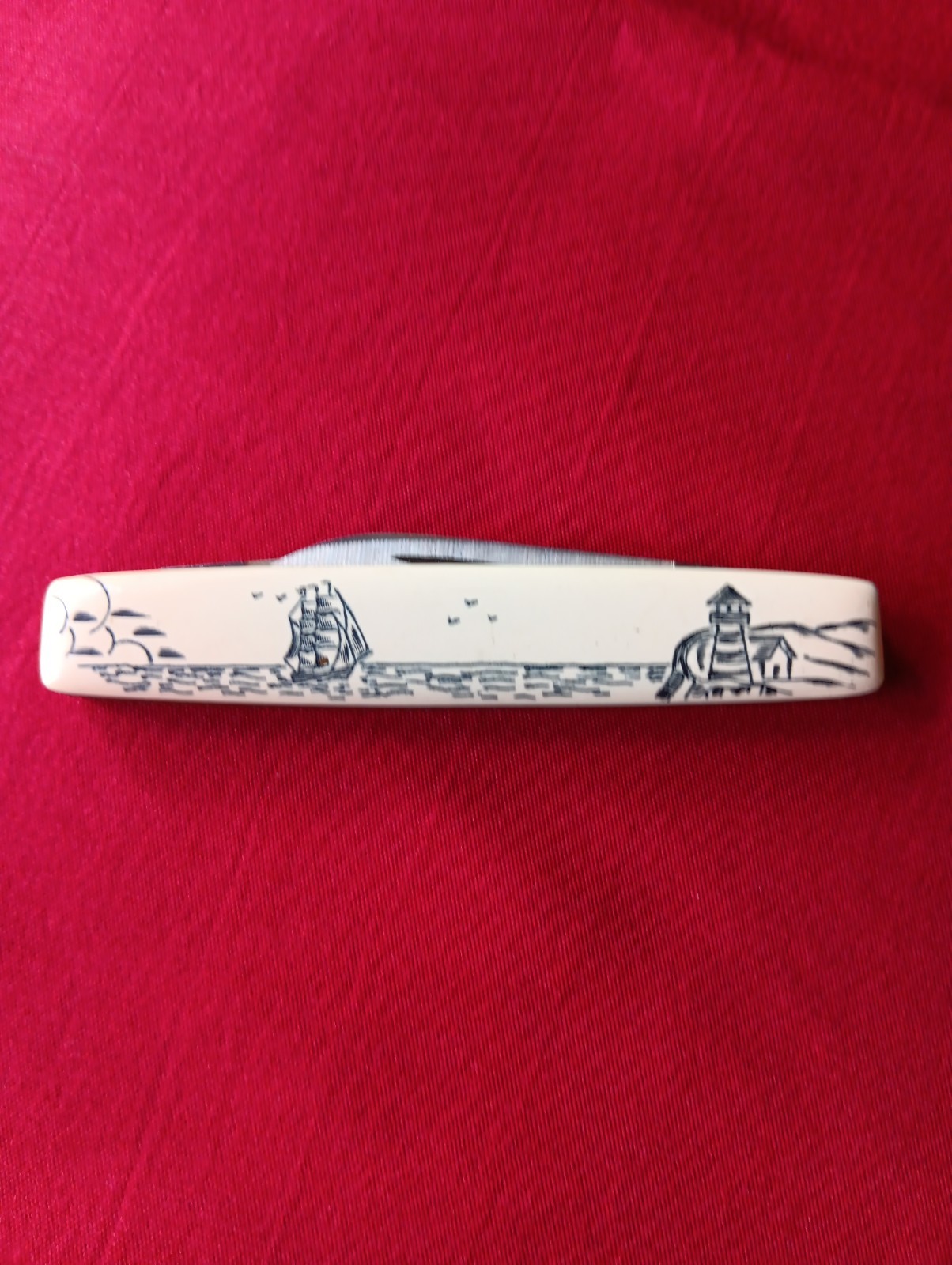 Vintage Case XX 278 Folding Pen Knife 1978 2 Dot Scrimshaw Lighthouse Tested 