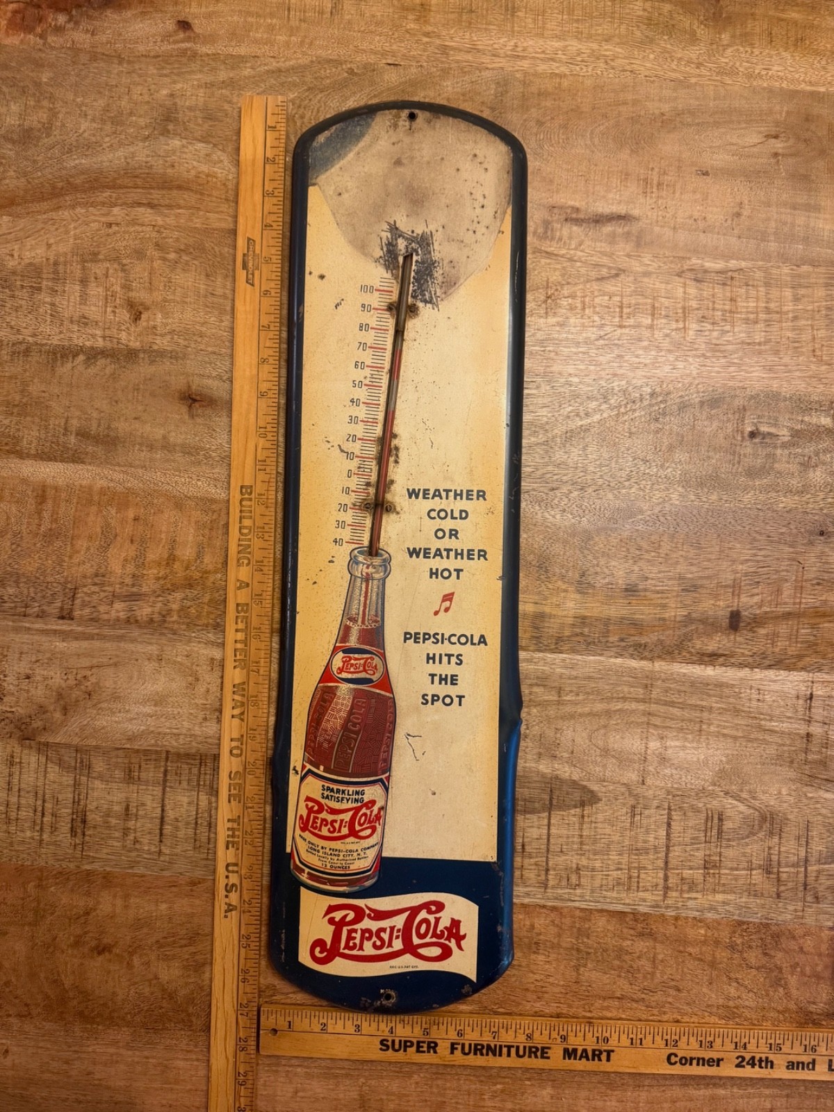 Vintage 1940\'s Pepsi Thermometer Sign