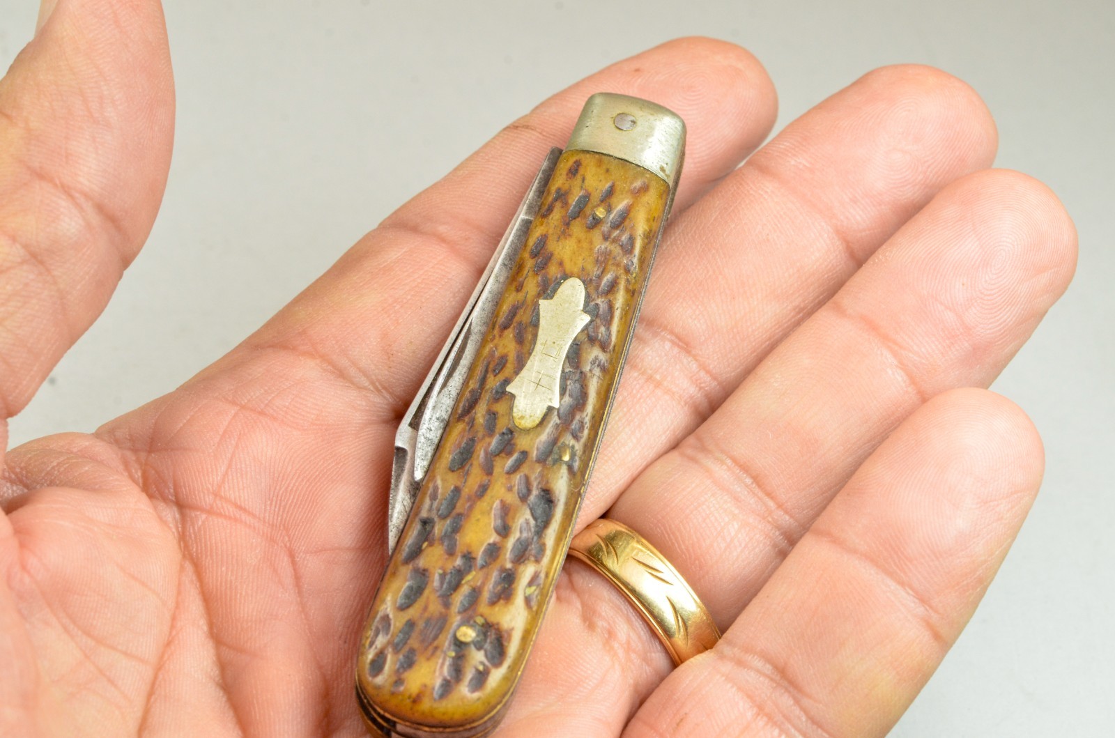 Vintage Troll Germany 2 Blade Pocket Knife Beautiful Jigged Handles