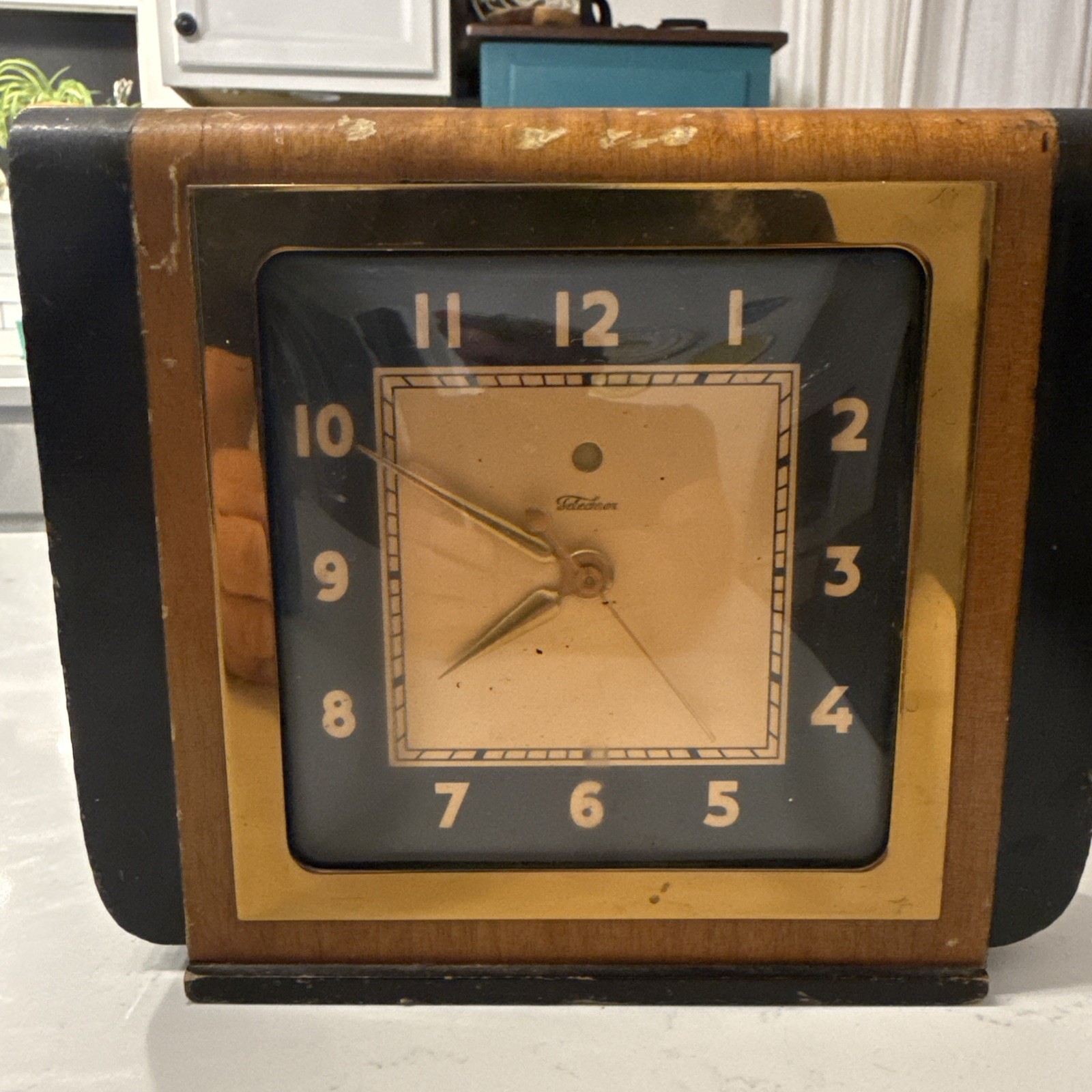 Vintage 1930’s Wood Brass Telechron Electric Clock 4F61 