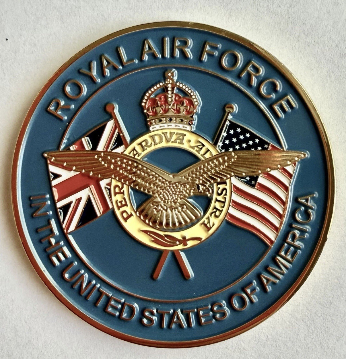 Challenge Coin Royal Air Force USA God Save The King. Very Rare USA 250