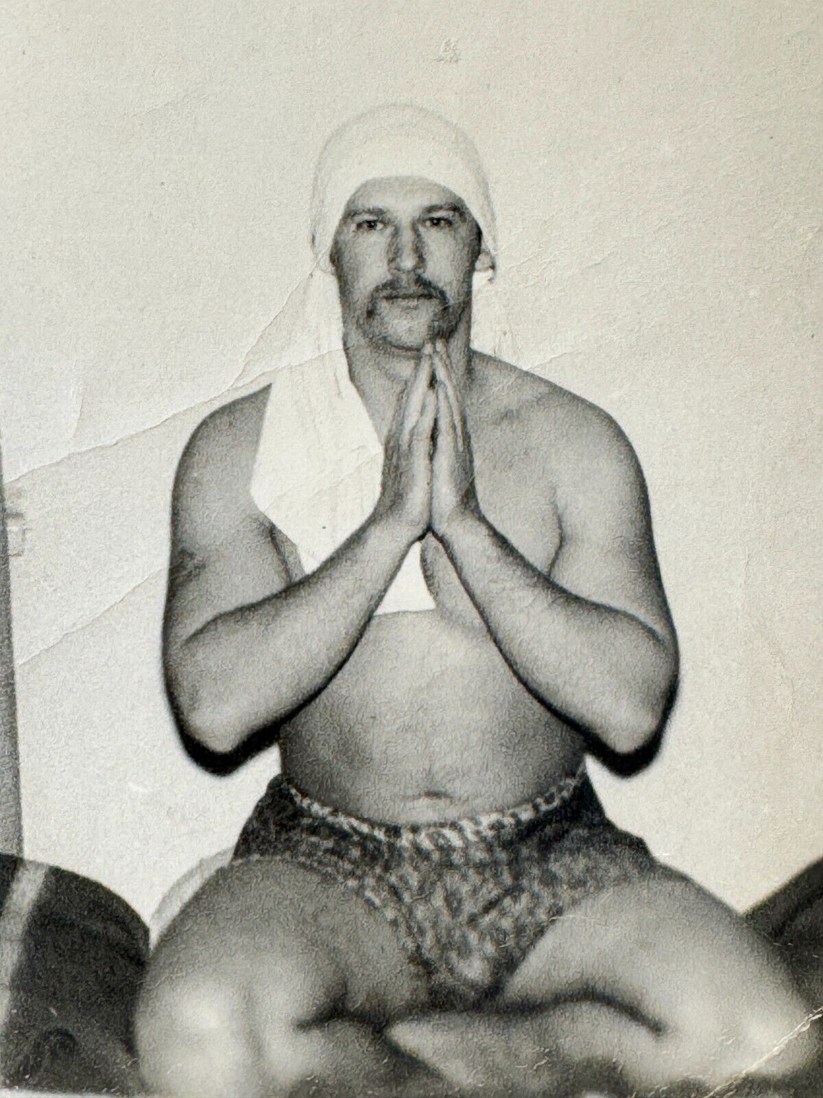 1970s Shirtless Muscular Man Lotus Pose Yogi Guy Gay Int Vintage Photo Snapshot