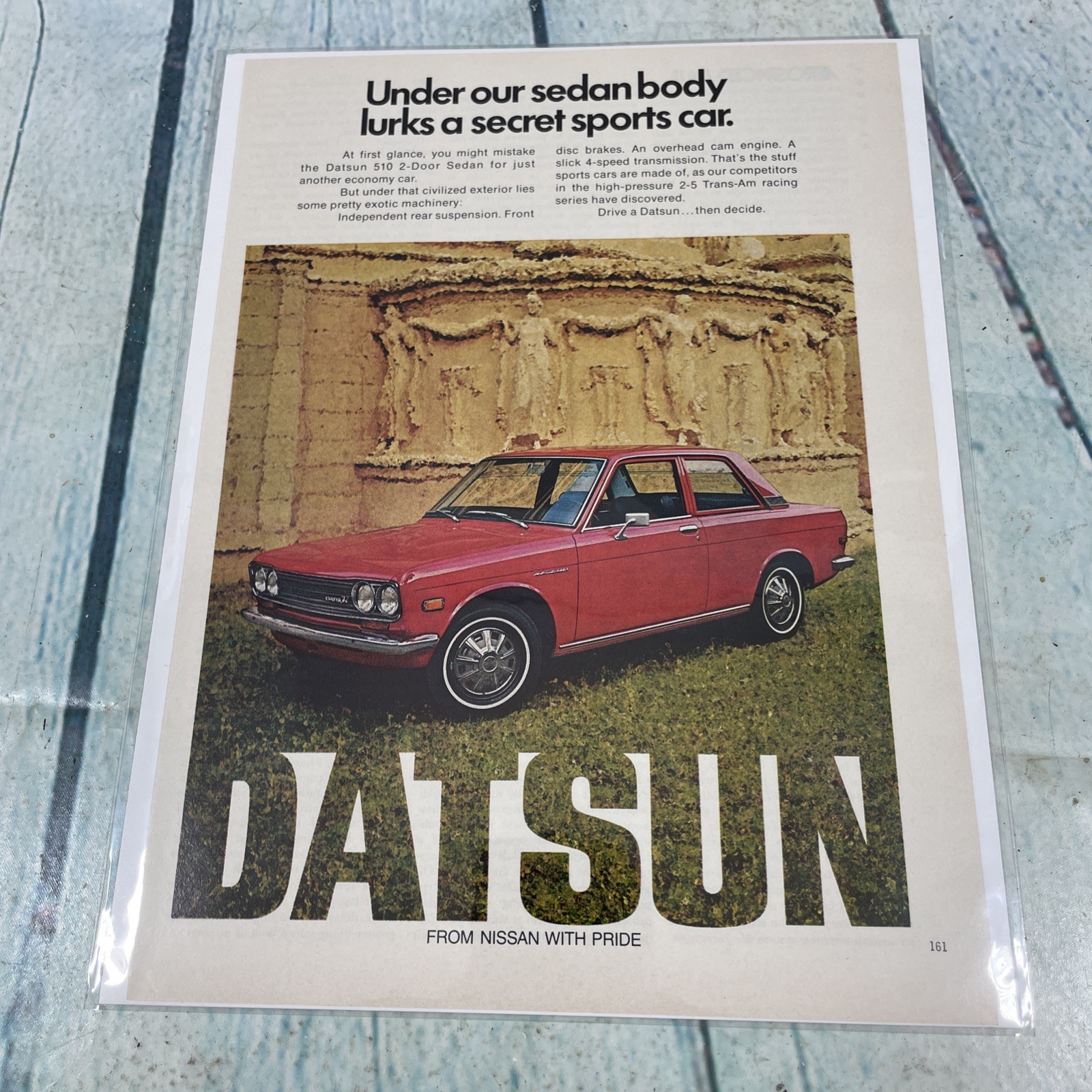 1972 Datsun 510 Sedan Sports Car Vtg Print Ad/Poster Pinup Promo Art Magazine Pg
