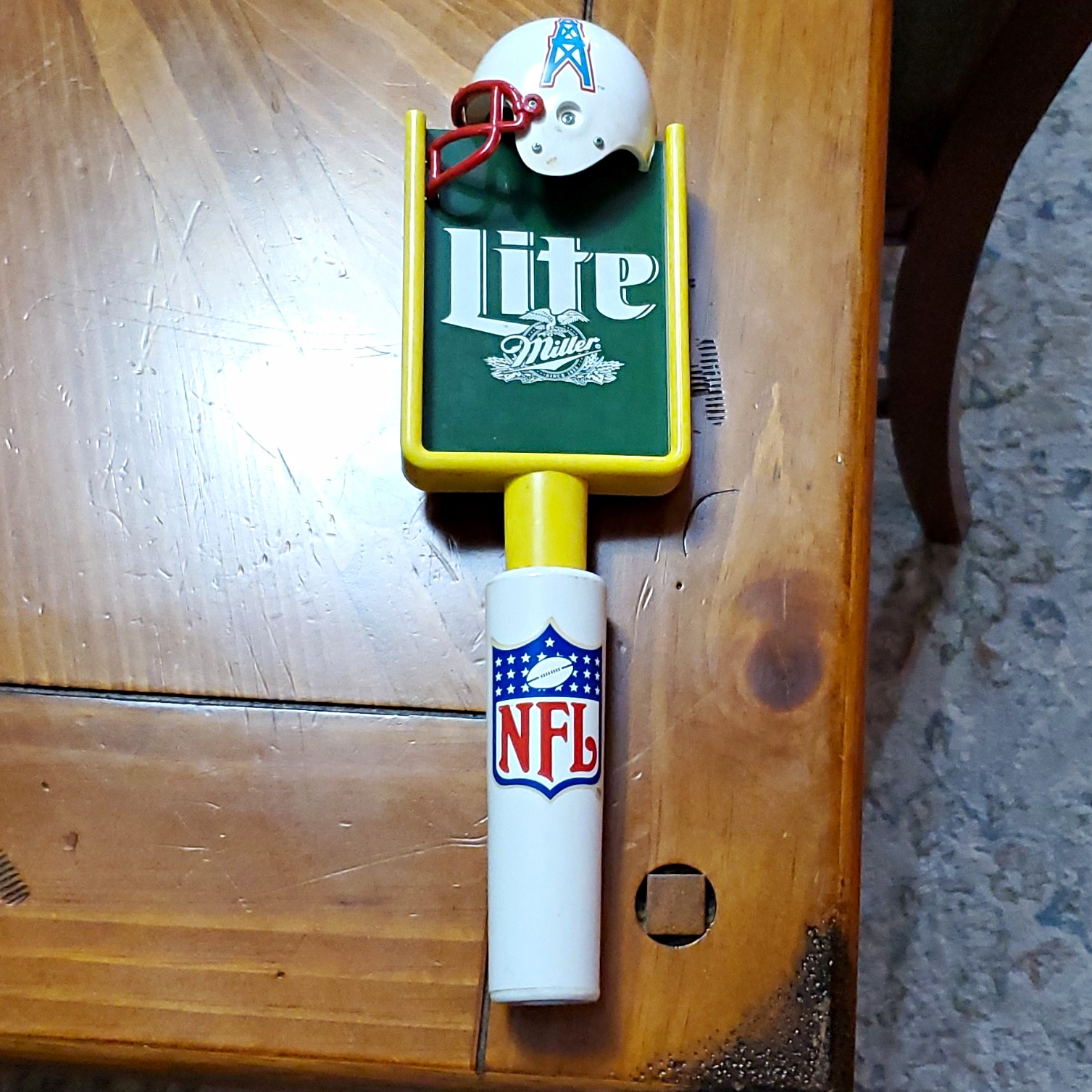 Vintage Nos Houston Oilerd Miller Lite NFL Helmet Goalpost Beer Tap Handle Rare