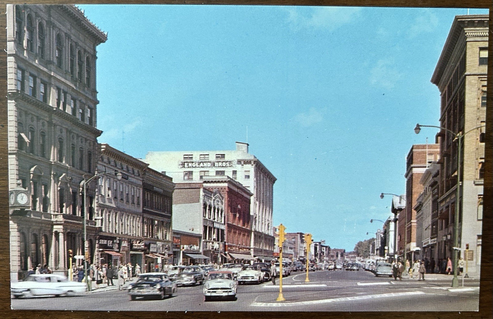PITTSFIELD MA MASS~Busy North Street~1950's Cars~England Bros