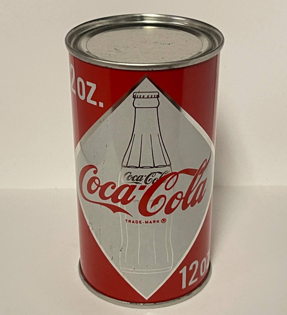 COCA-COLA Coke FLAT TOP SODA POP CAN with SILVER BOTTLE on Front Label  PRE-ZIP