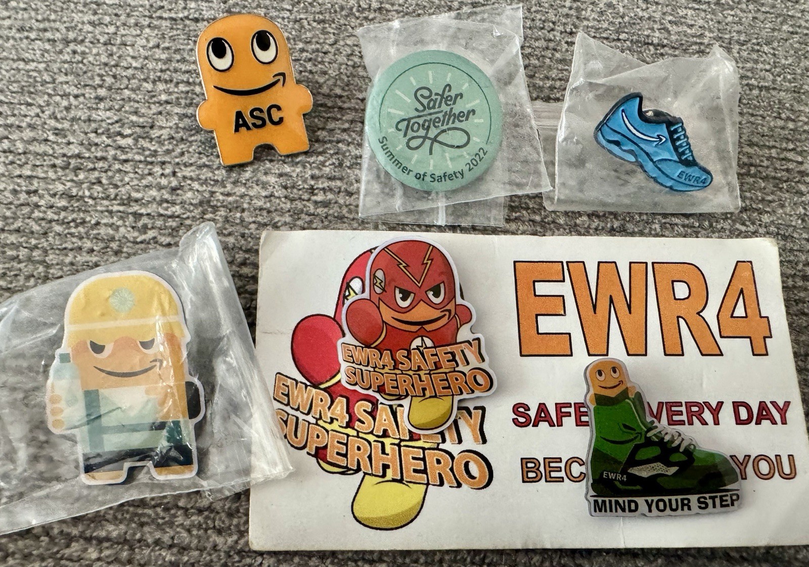 Amazon Employee Safety Peccy Pins. Set Of Six. New.