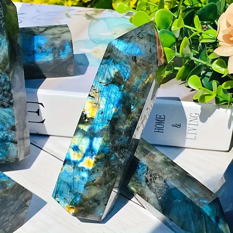 Natural A+ Labradorite Tower Point Hexagon Wand Obelisk Healing Stone Mineral