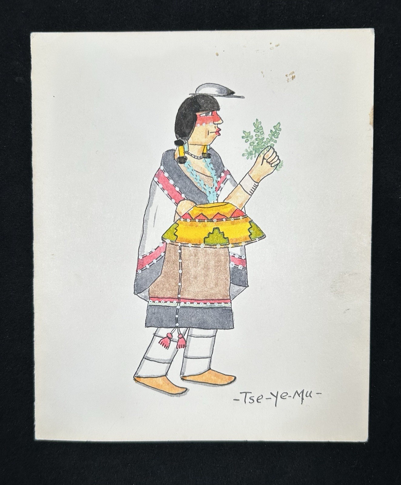 1950’s Original Tse Ye Mu Ink/ Water Color Painting Basket Dance Hand Inscribed