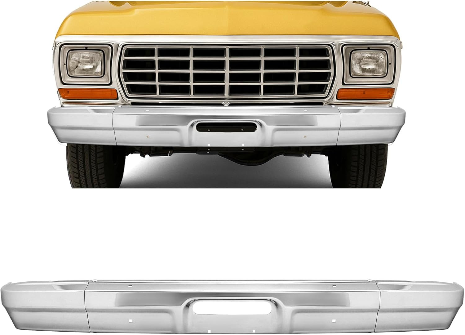 Front Bumper 3PCS Compatible with 1978 1979 Ford Bronco F100 F150 Replacement fo